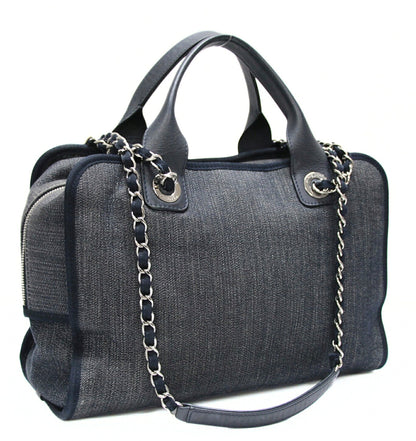 CHANEL Deauville Bowling 2-Way Bag Navy