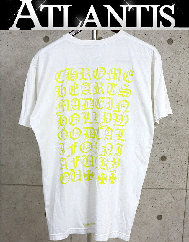 CHROME HEARTS Old English Logo T-Shirt White/Yellow Size XL