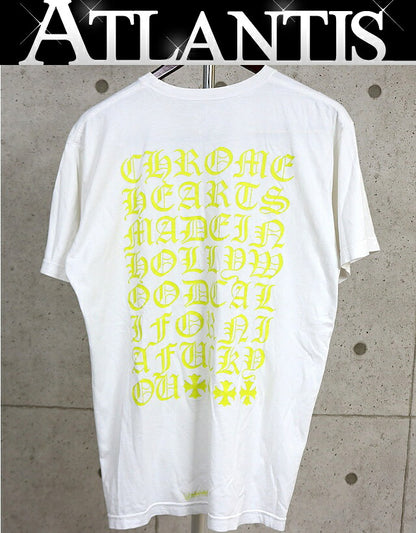 CHROME HEARTS Old English Logo T-Shirt White/Yellow Size XL