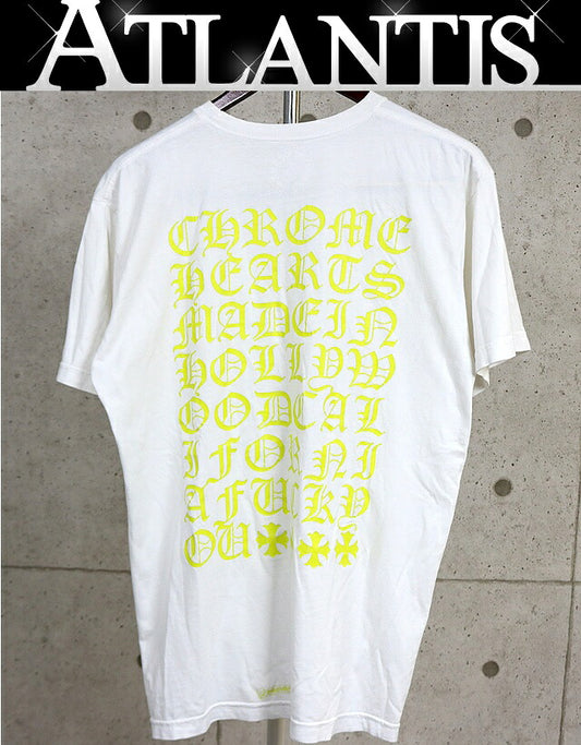 CHROME HEARTS Old English Logo T-Shirt White/Yellow Size XL