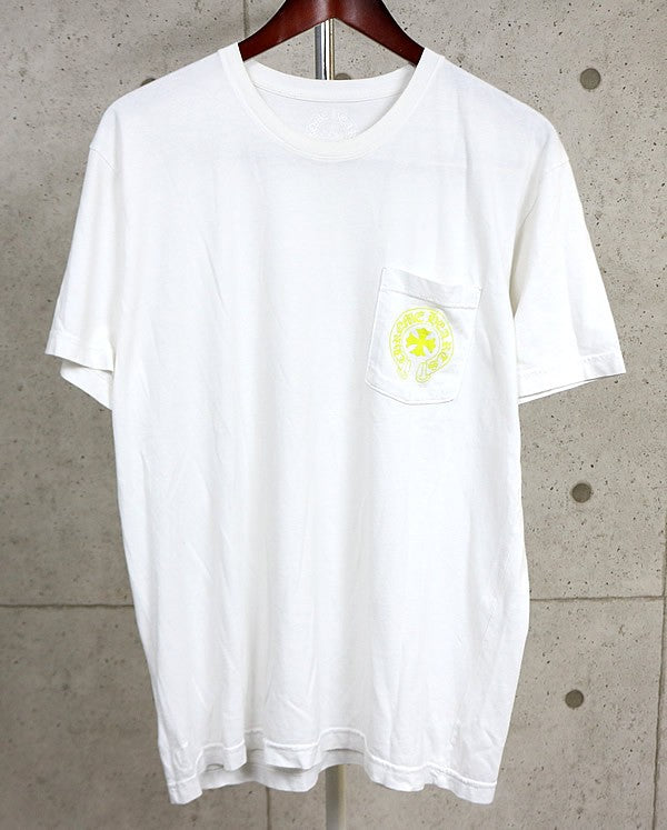 CHROME HEARTS Old English Logo T-Shirt White/Yellow Size XL