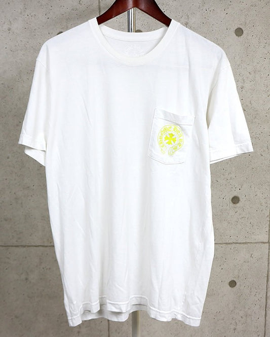 CHROME HEARTS Old English Logo T-Shirt White/Yellow Size XL