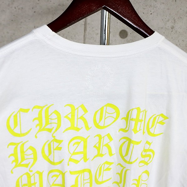 CHROME HEARTS Old English Logo T-Shirt White/Yellow Size XL