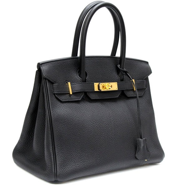 HERMES Birkin 30 Togo Leather Bag Black