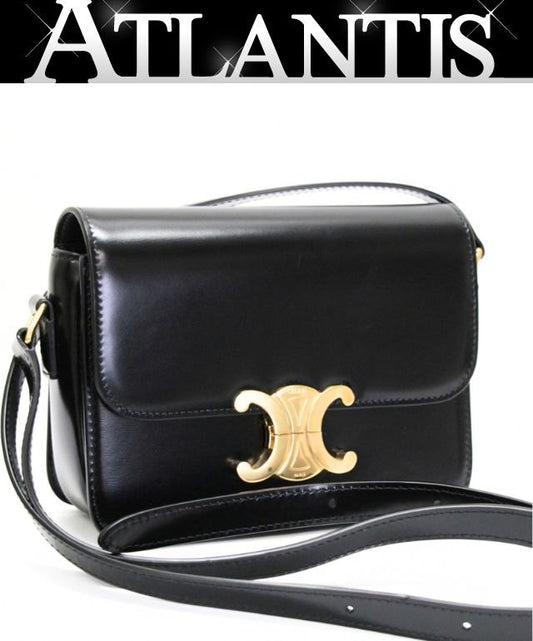 CELINE Teen Triomphe Calfskin Bag Black