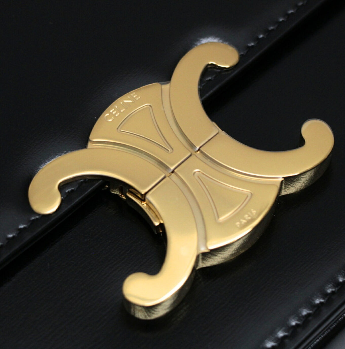 CELINE Teen Triomphe Calfskin Bag Black