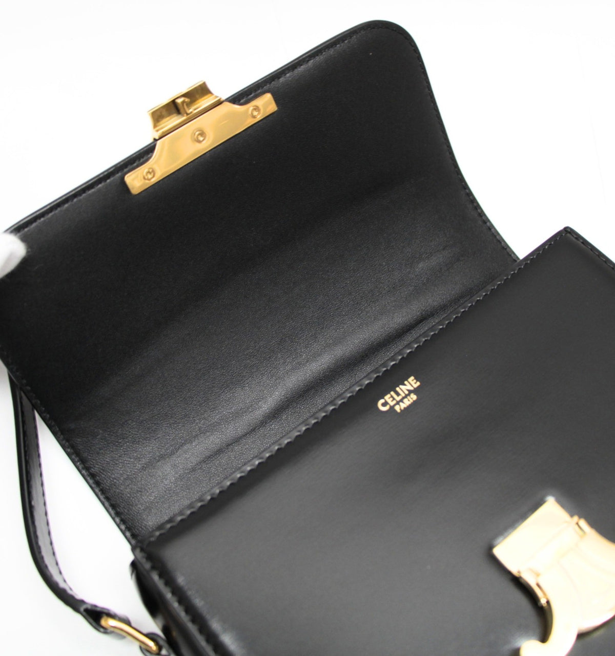 CELINE Teen Triomphe Calfskin Bag Black