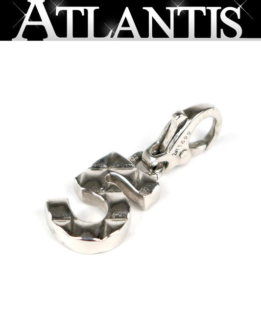 CHANEL No.5 Matelasse Pendant Charm 18K White Gold
