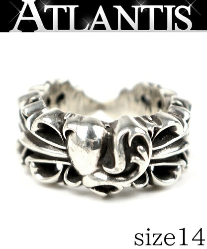 CHROME HEARTS Double Floral Heart Ring Silver Size JP 14
