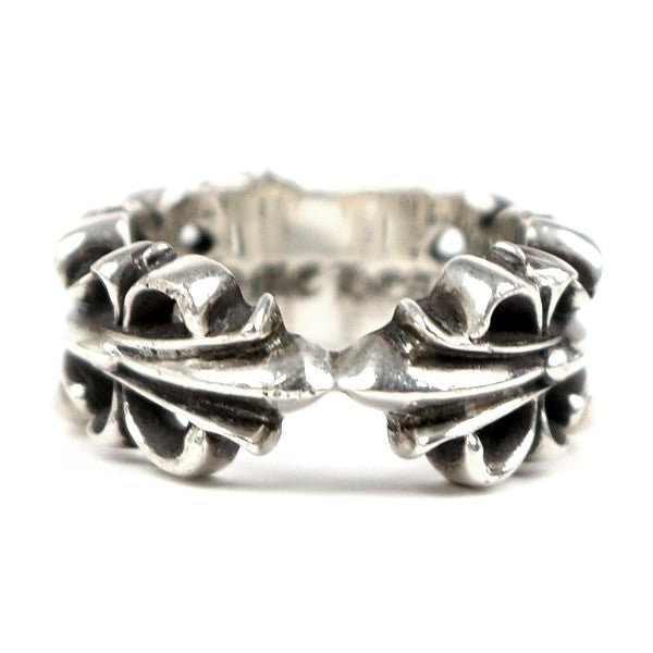 CHROME HEARTS Double Floral Heart Ring Silver Size JP 14