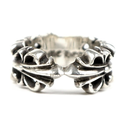 CHROME HEARTS Double Floral Heart Ring Silver Size JP 14