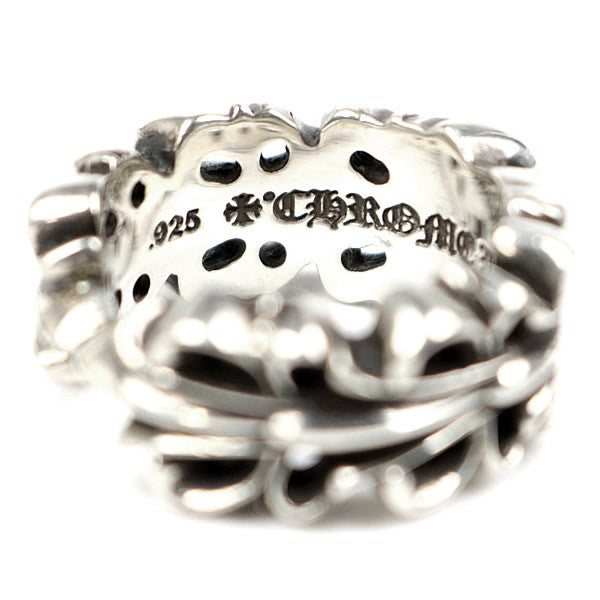 CHROME HEARTS Double Floral Heart Ring Silver Size JP 14