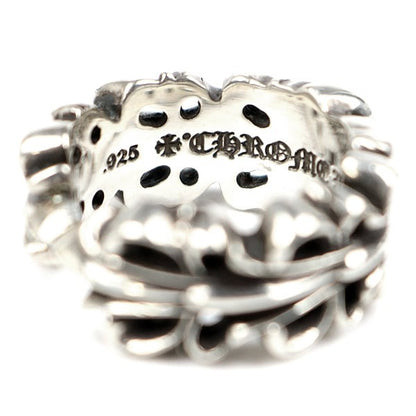 CHROME HEARTS Double Floral Heart Ring Silver Size JP 14