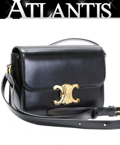 CELINE Teen Triomphe Calf Bag Black