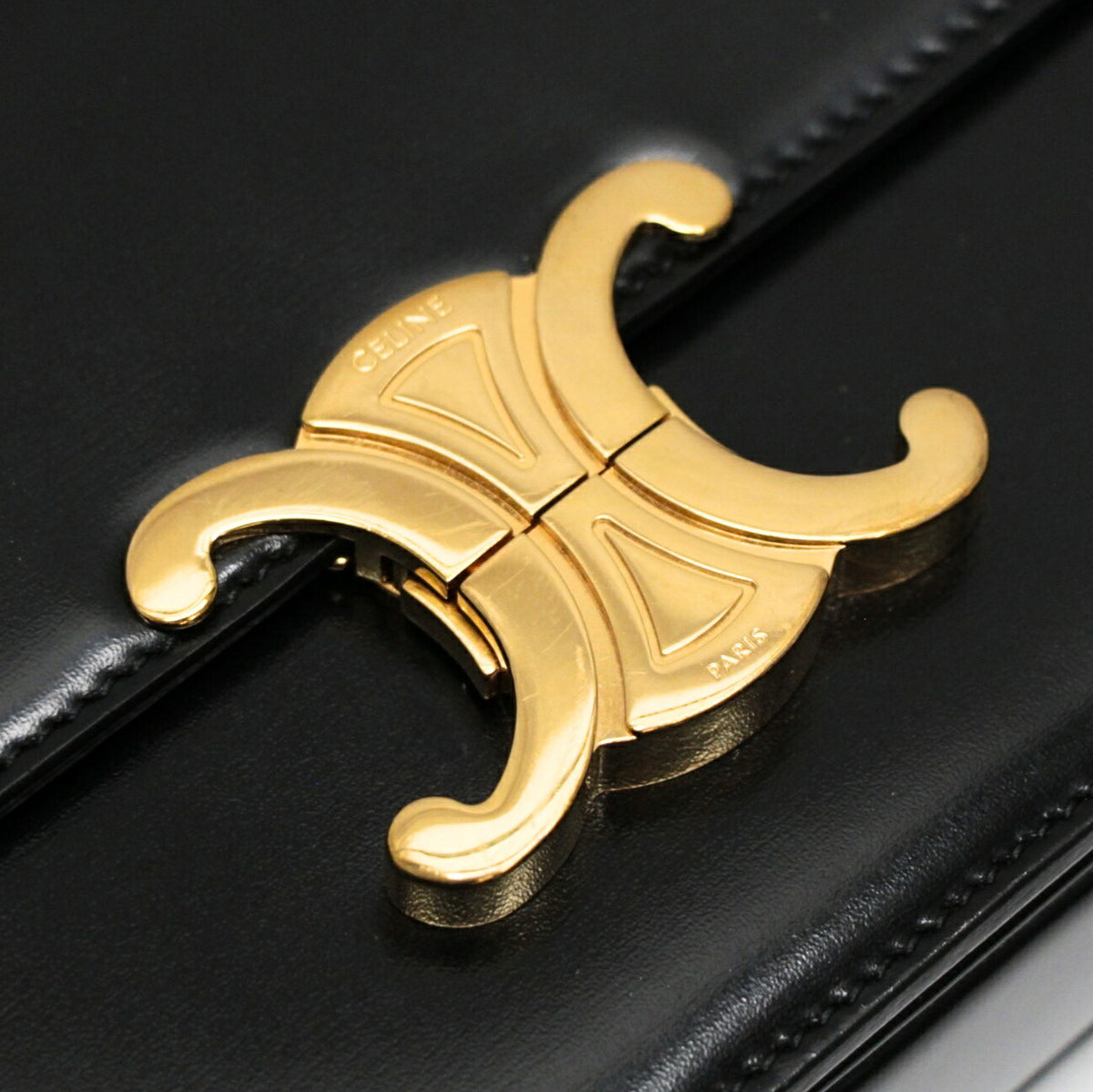 CELINE Teen Triomphe Calf Bag Black