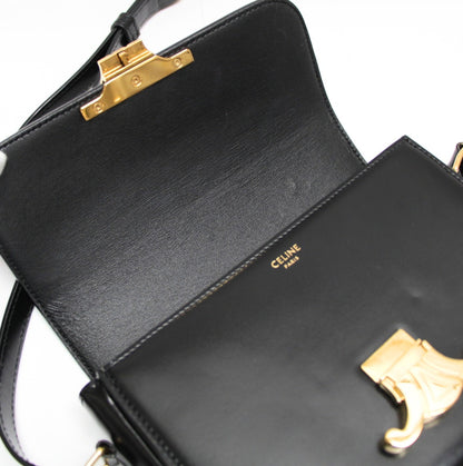 CELINE Teen Triomphe Calf Bag Black