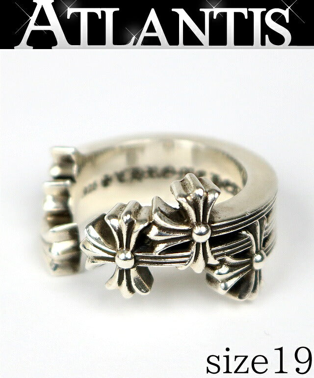 CHROME HEARTS 3CH Plus Cross Tail Open Ring SV925 Size JP 19