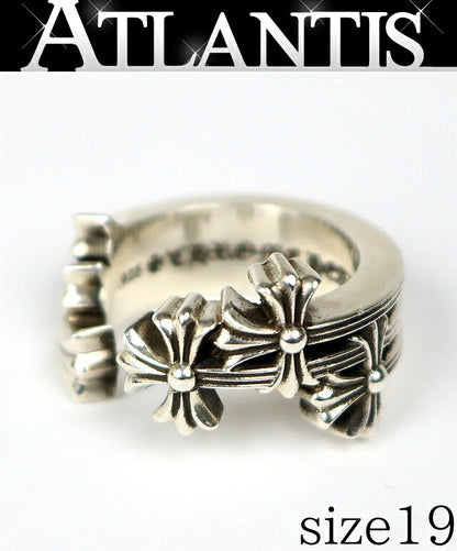 CHROME HEARTS 3CH Plus Cross Tail Open Ring SV925 Size JP 19