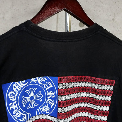 CHROME HEARTS American Flag Print T-Shirt Black Size M