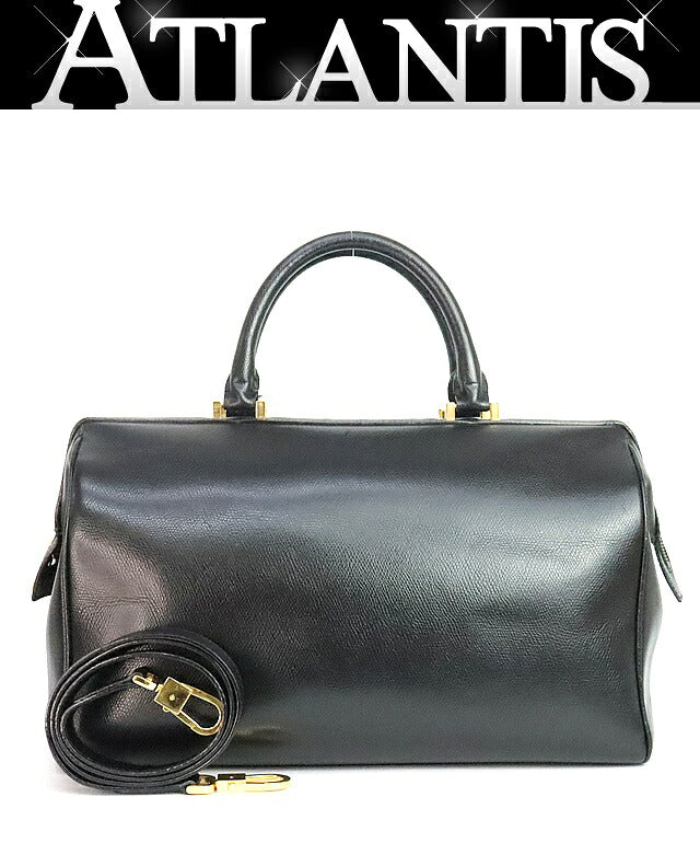 CELINE 2-Way Leather Boston Bag Black