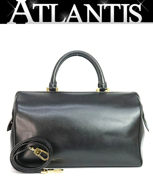 CELINE 2-Way Leather Boston Bag Black