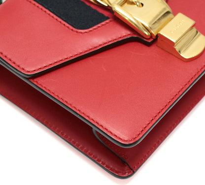 GUCCI Sylvie Sherry Line Leather Bag Red