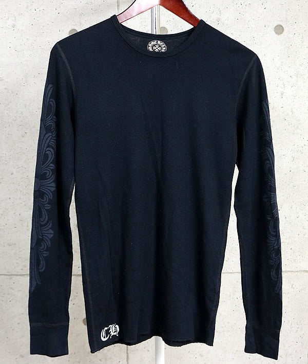 CHROME HEARTS Old Floral Cross Thermal Sleeve Black Size M