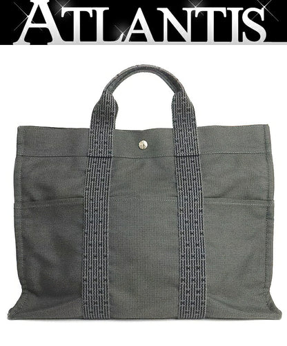 HERMES Herline MM Canvas Tote Bag Grey