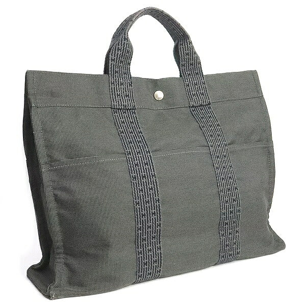 HERMES Herline MM Canvas Tote Bag Grey