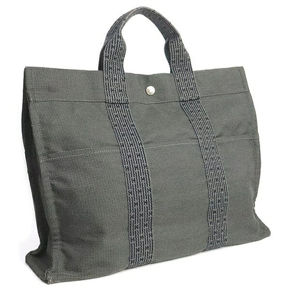 HERMES Herline MM Canvas Tote Bag Grey