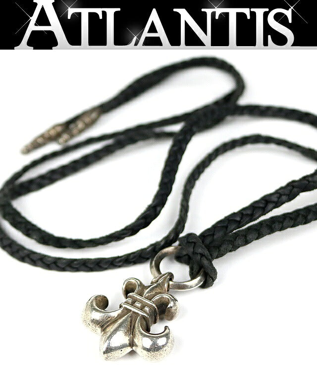 CHROME HEARTS BS Fleur Leather Braid Necklace Pendant