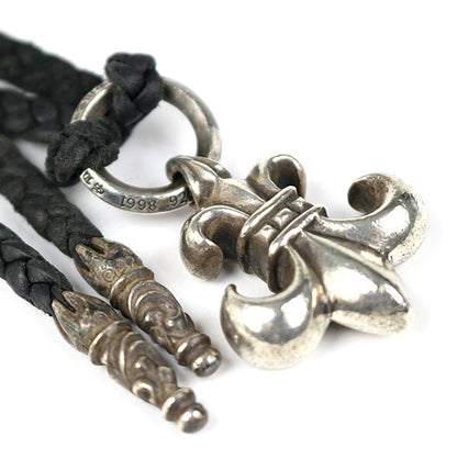 CHROME HEARTS BS Fleur Leather Braid Necklace Pendant