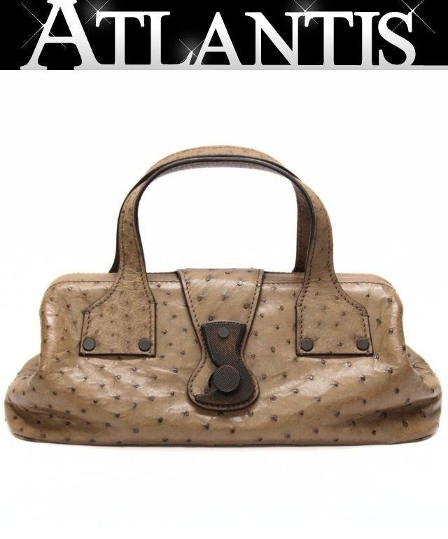 GUCCI Ostrich Leather Doctor's Bag Brown