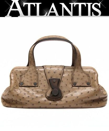 GUCCI Ostrich Leather Doctor's Bag Brown