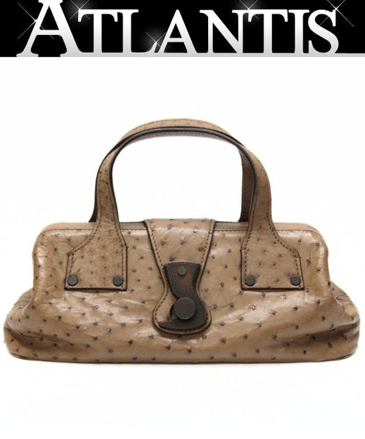 GUCCI Ostrich Leather Doctor's Bag Brown