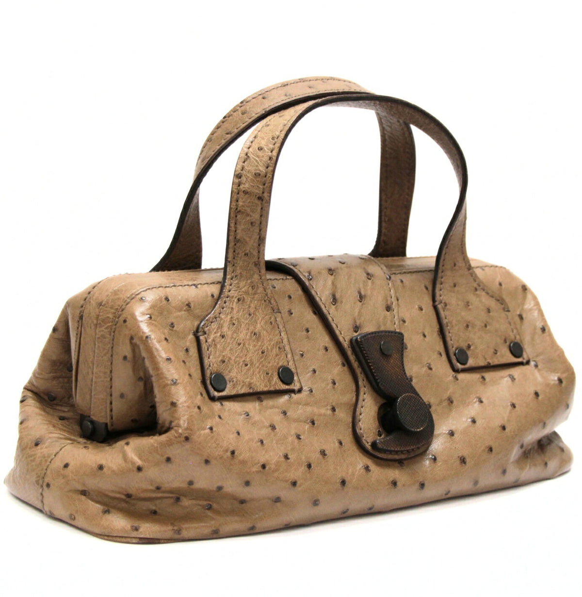 GUCCI Ostrich Leather Doctor's Bag Brown