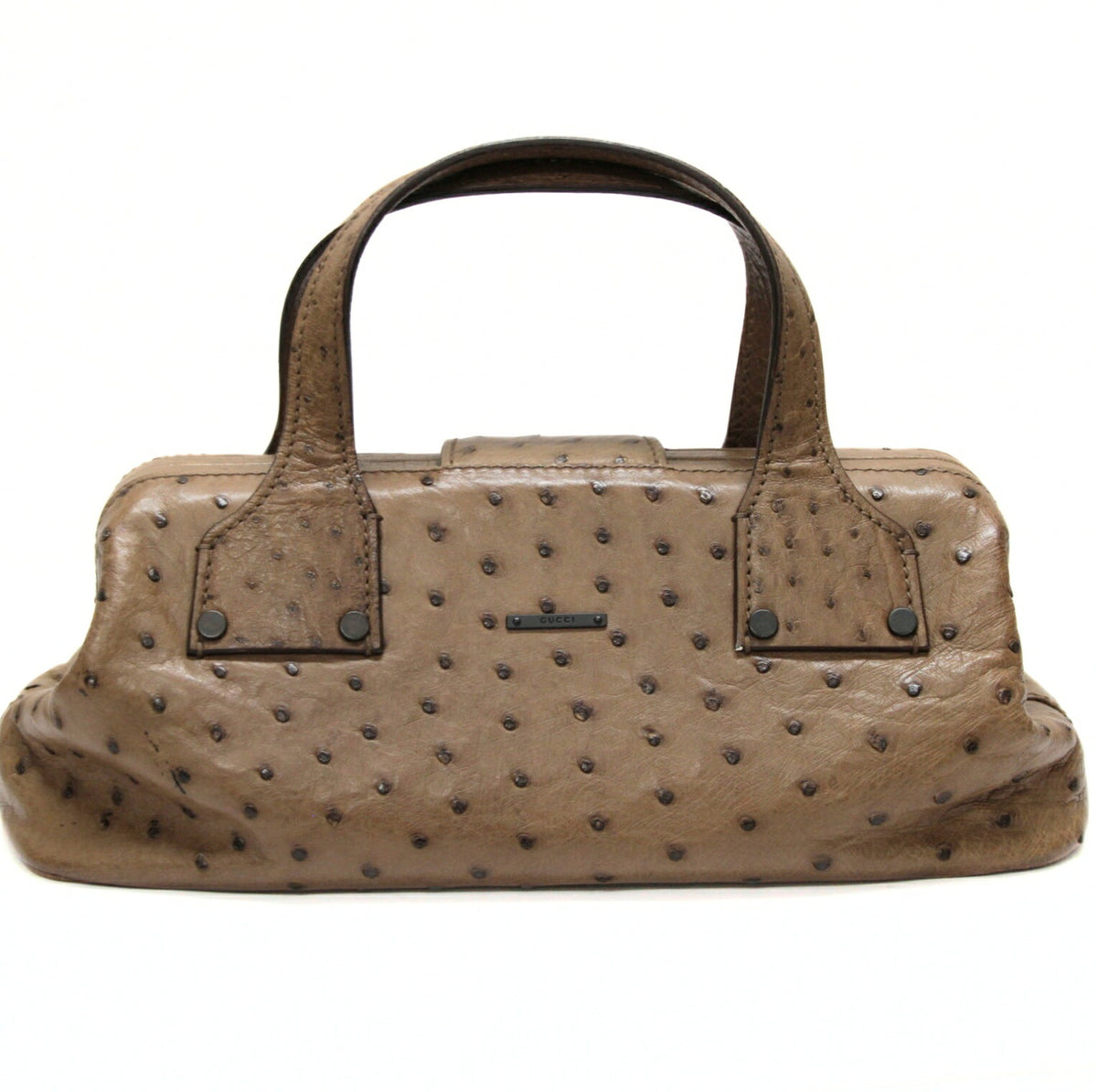 GUCCI Ostrich Leather Doctor's Bag Brown