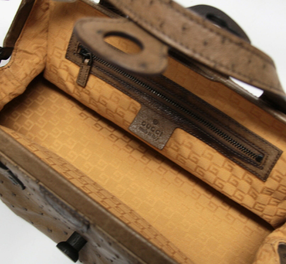GUCCI Ostrich Leather Doctor's Bag Brown