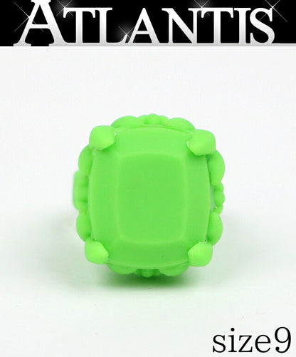 CHROME HEARTS Silicone Rubber Cocktail Ring Green Size JP 9