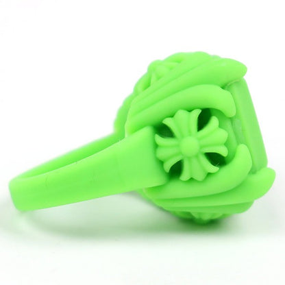 CHROME HEARTS Silicone Rubber Cocktail Ring Green Size JP 9