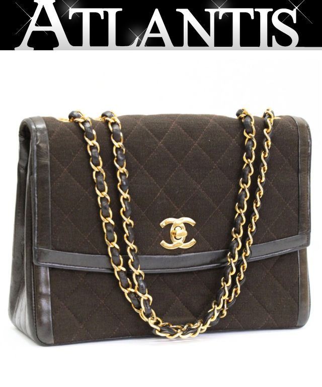 CHANEL Vintage Matelasse Chain Bag Brown
