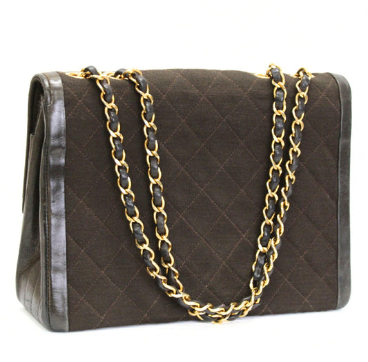 CHANEL Vintage Matelasse Chain Bag Brown