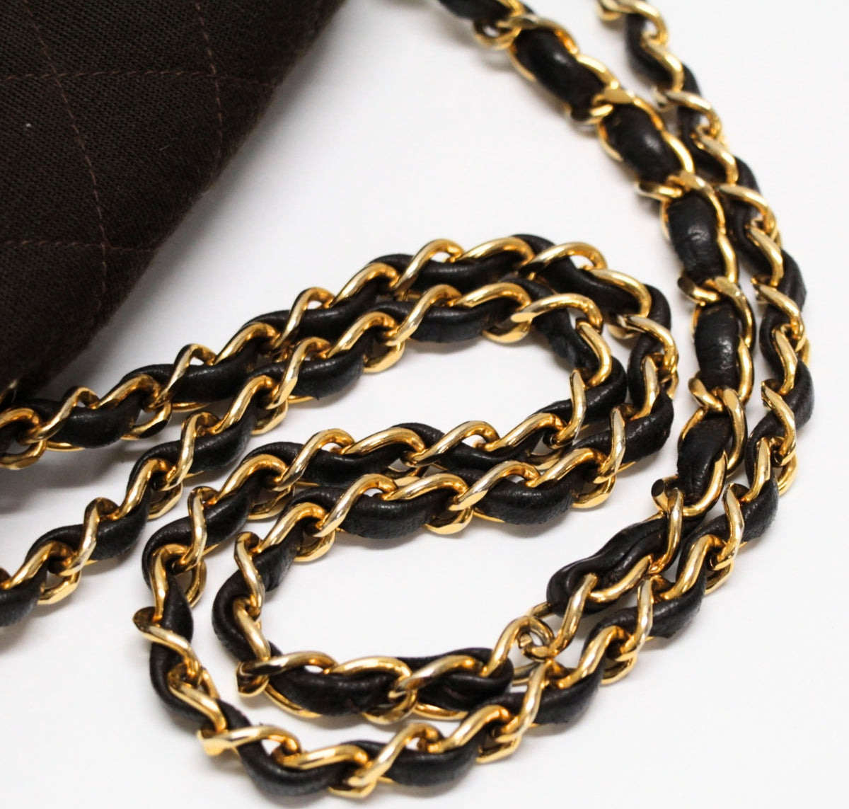 CHANEL Vintage Matelasse Chain Bag Brown