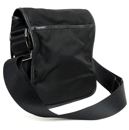 PRADA Triangle Logo Nylon Flap Shoulder Bag Black