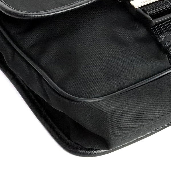 PRADA Triangle Logo Nylon Flap Shoulder Bag Black
