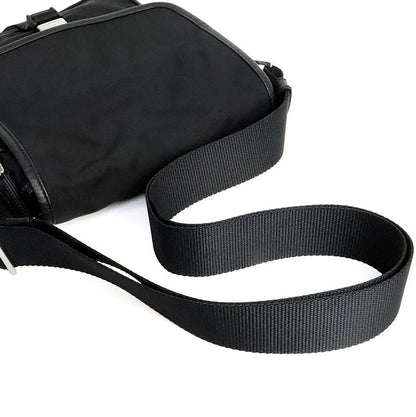 PRADA Triangle Logo Nylon Flap Shoulder Bag Black