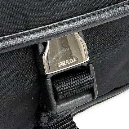 PRADA Triangle Logo Nylon Flap Shoulder Bag Black