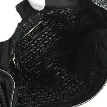 PRADA Triangle Logo Nylon Flap Shoulder Bag Black