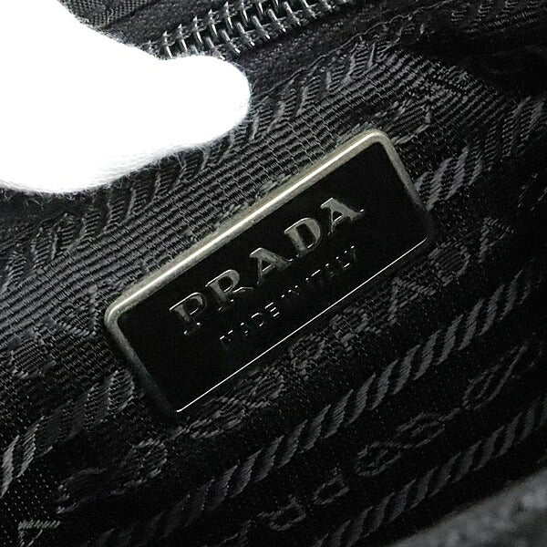 PRADA Triangle Logo Nylon Flap Shoulder Bag Black