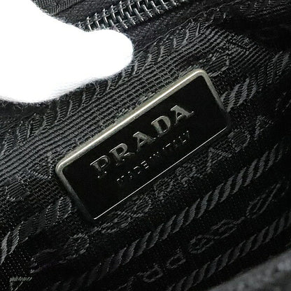 PRADA Triangle Logo Nylon Flap Shoulder Bag Black